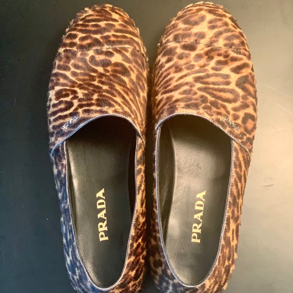Prada Leopard Print Loafers 38 8 Nordstroms EUC